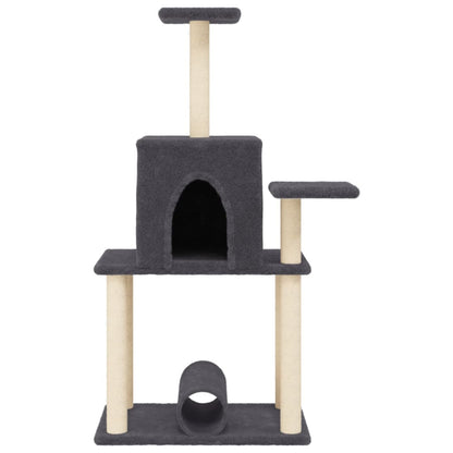Cat furniture with sisal scratching posts 122 cm dark gray