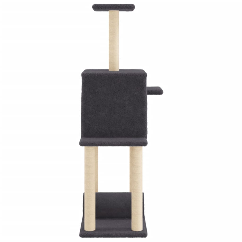 Cat furniture with sisal scratching posts 122 cm dark gray