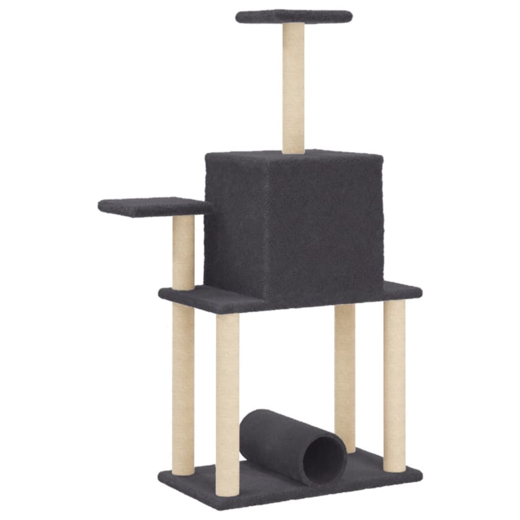 Cat furniture with sisal scratching posts 122 cm dark gray