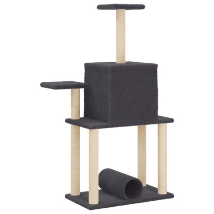 Cat furniture with sisal scratching posts 122 cm dark gray