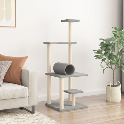 Cat furniture with sisal scratching posts 136 cm light gray