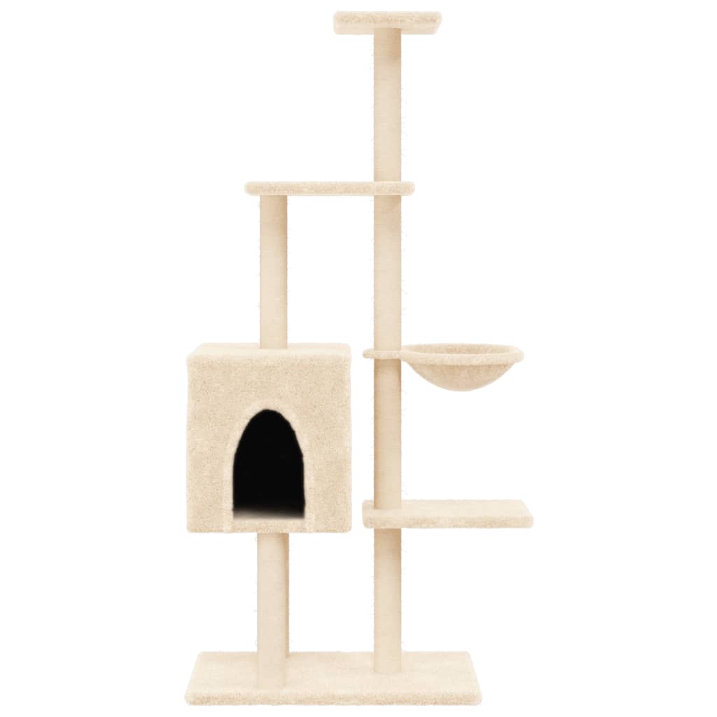 Cat furniture with sisal scratching posts 145 cm cream-colored