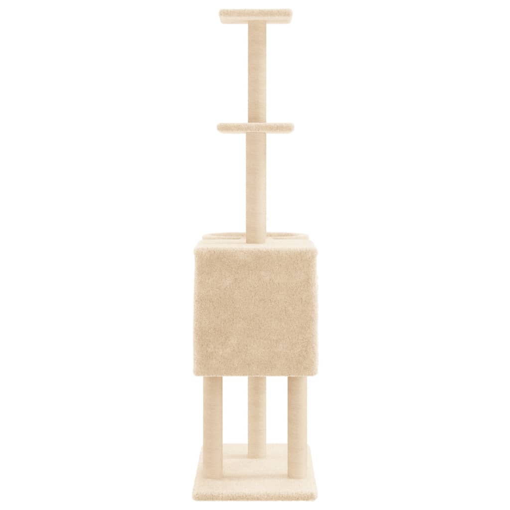 Cat furniture with sisal scratching posts 145 cm cream-colored