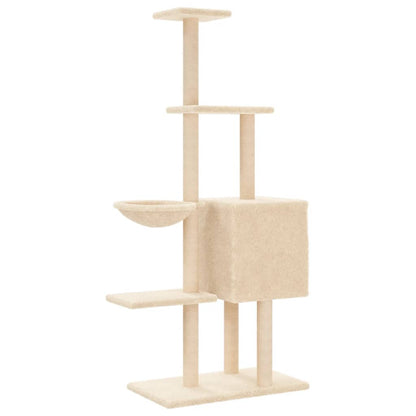 Cat furniture with sisal scratching posts 145 cm cream-colored