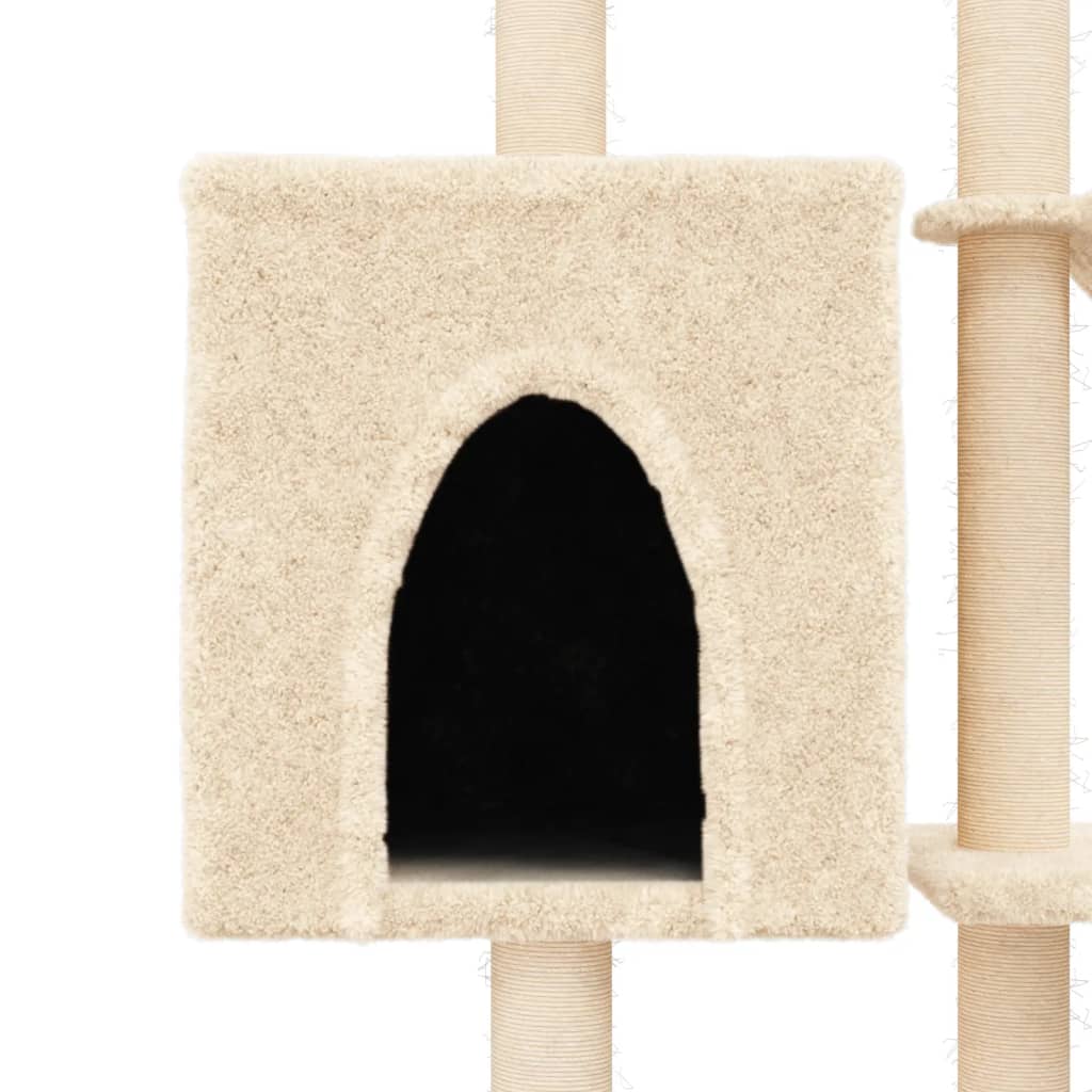 Cat furniture with sisal scratching posts 145 cm cream-colored