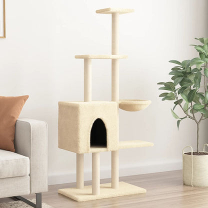 Cat furniture with sisal scratching posts 145 cm cream-colored