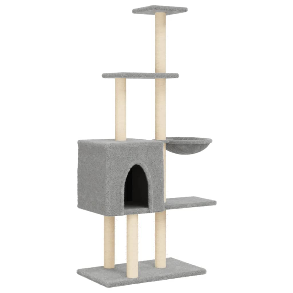 Cat furniture with sisal scratching posts 145 cm light gray
