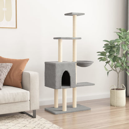 Cat furniture with sisal scratching posts 145 cm light gray