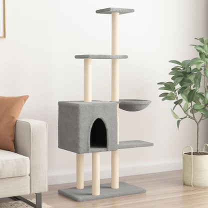 Cat furniture with sisal scratching posts 145 cm light gray