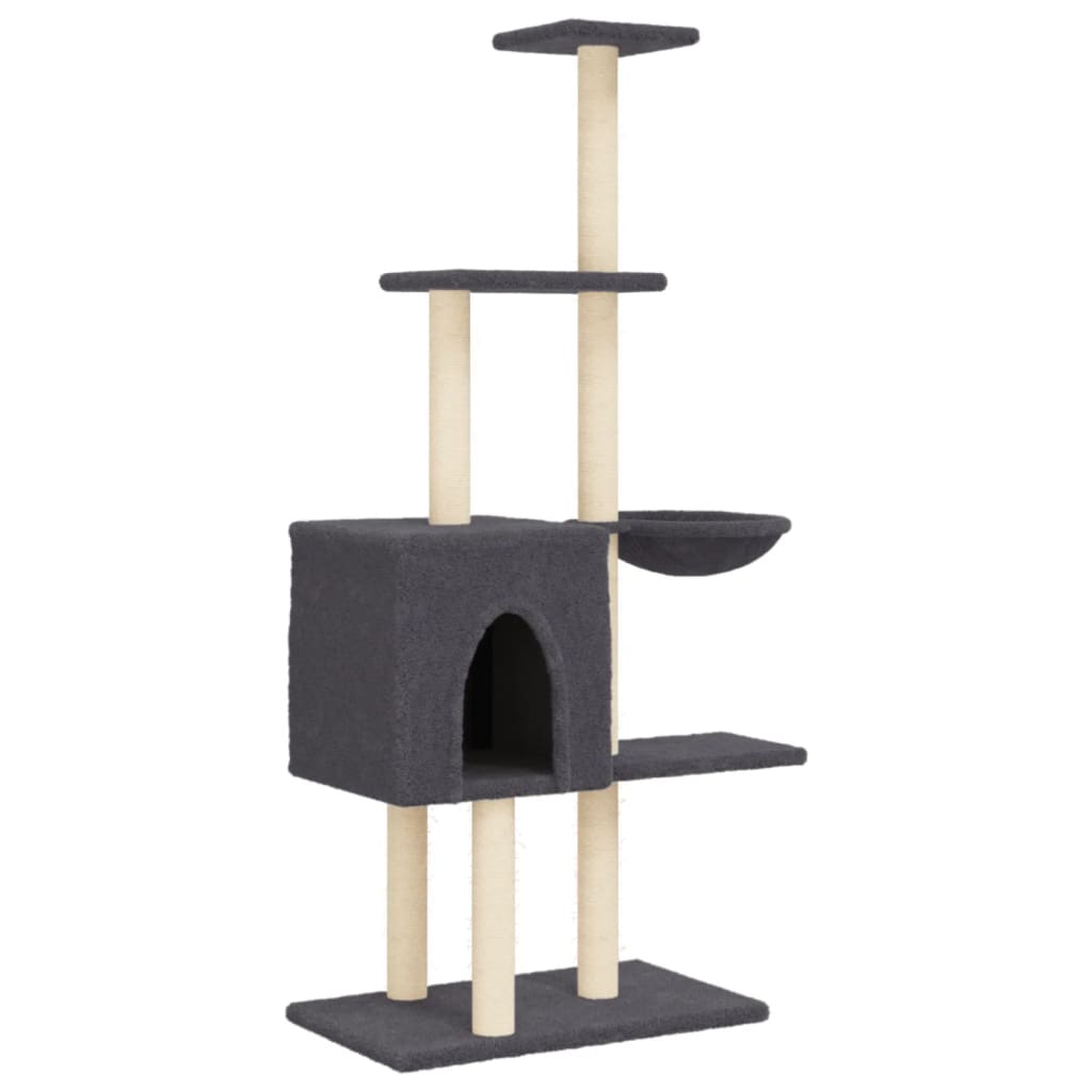 Cat furniture with sisal scratching posts 145 cm dark gray