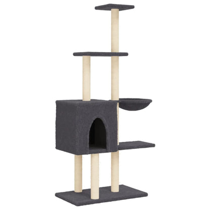 Cat furniture with sisal scratching posts 145 cm dark gray