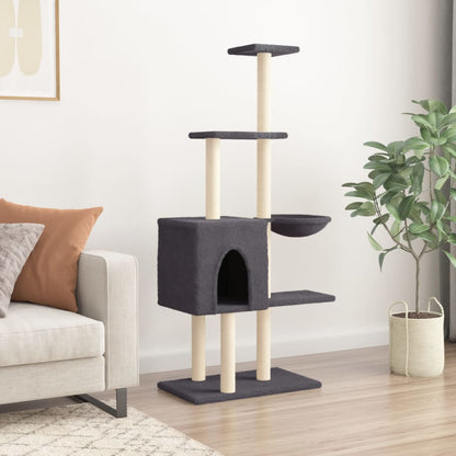 Cat furniture with sisal scratching posts 145 cm dark gray