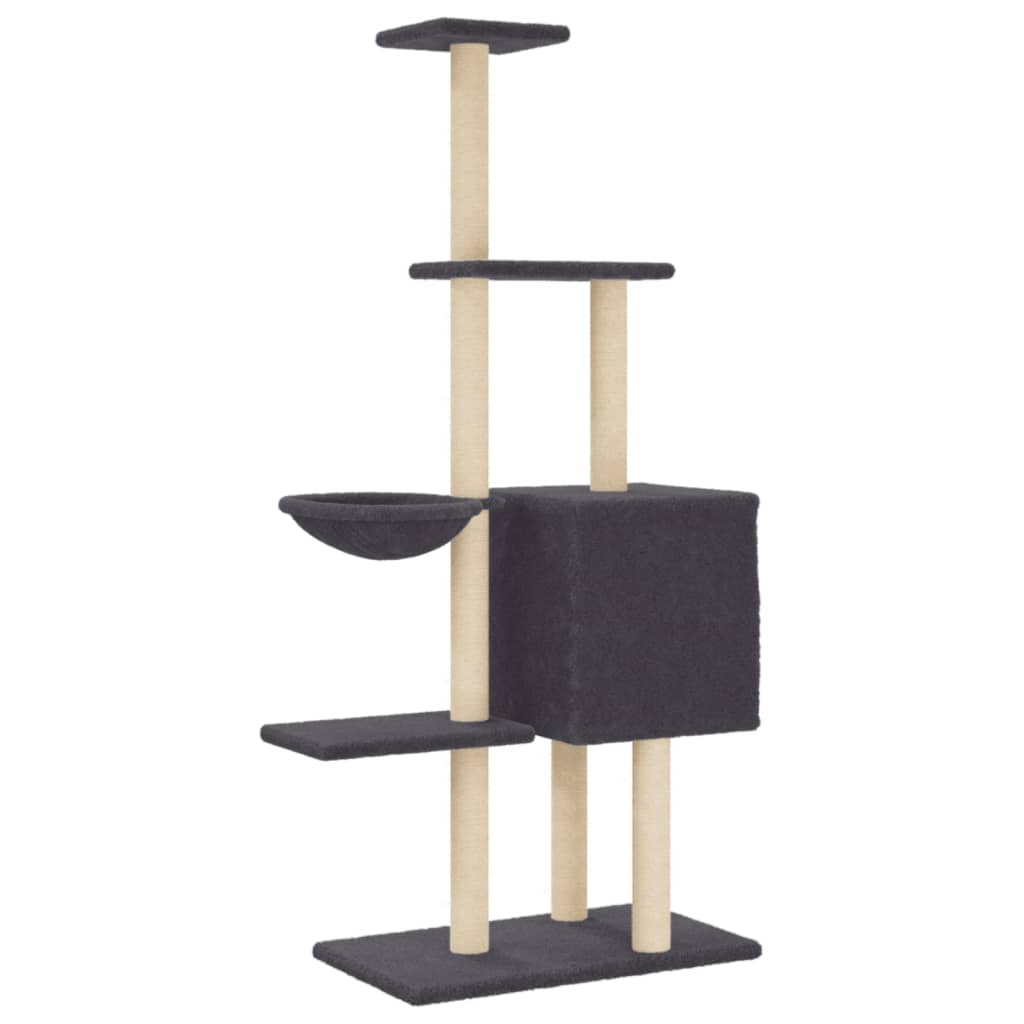 Cat furniture with sisal scratching posts 145 cm dark gray