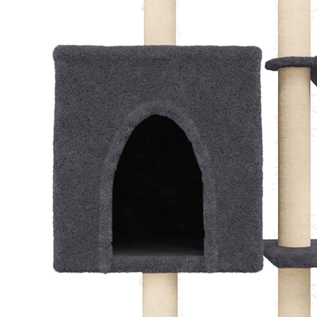 Cat furniture with sisal scratching posts 145 cm dark gray