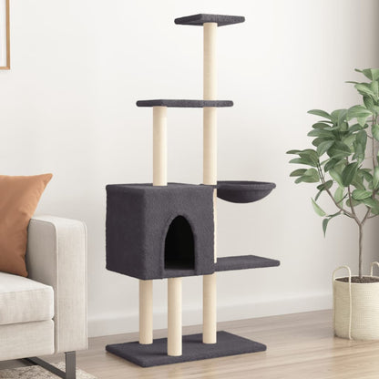 Cat furniture with sisal scratching posts 145 cm dark gray