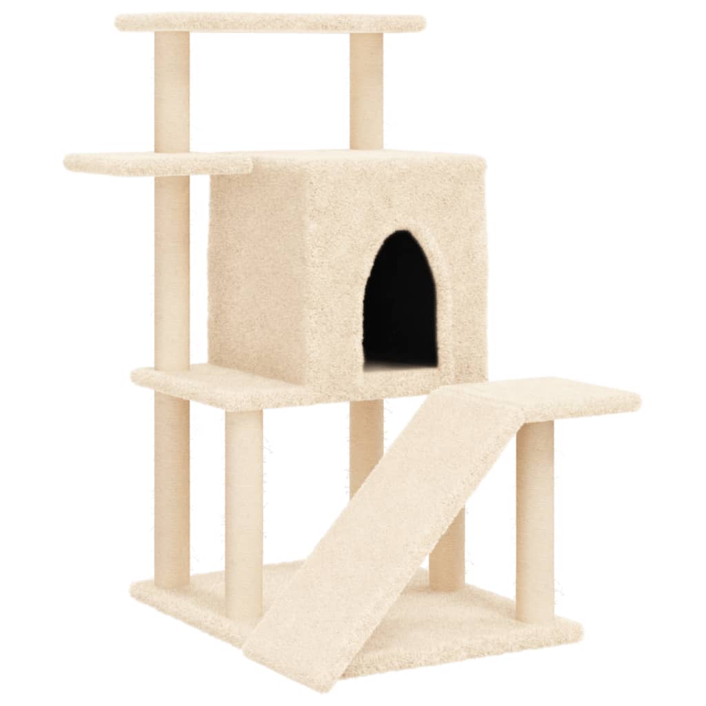 Cat furniture with sisal scratching posts 97 cm cream-colored