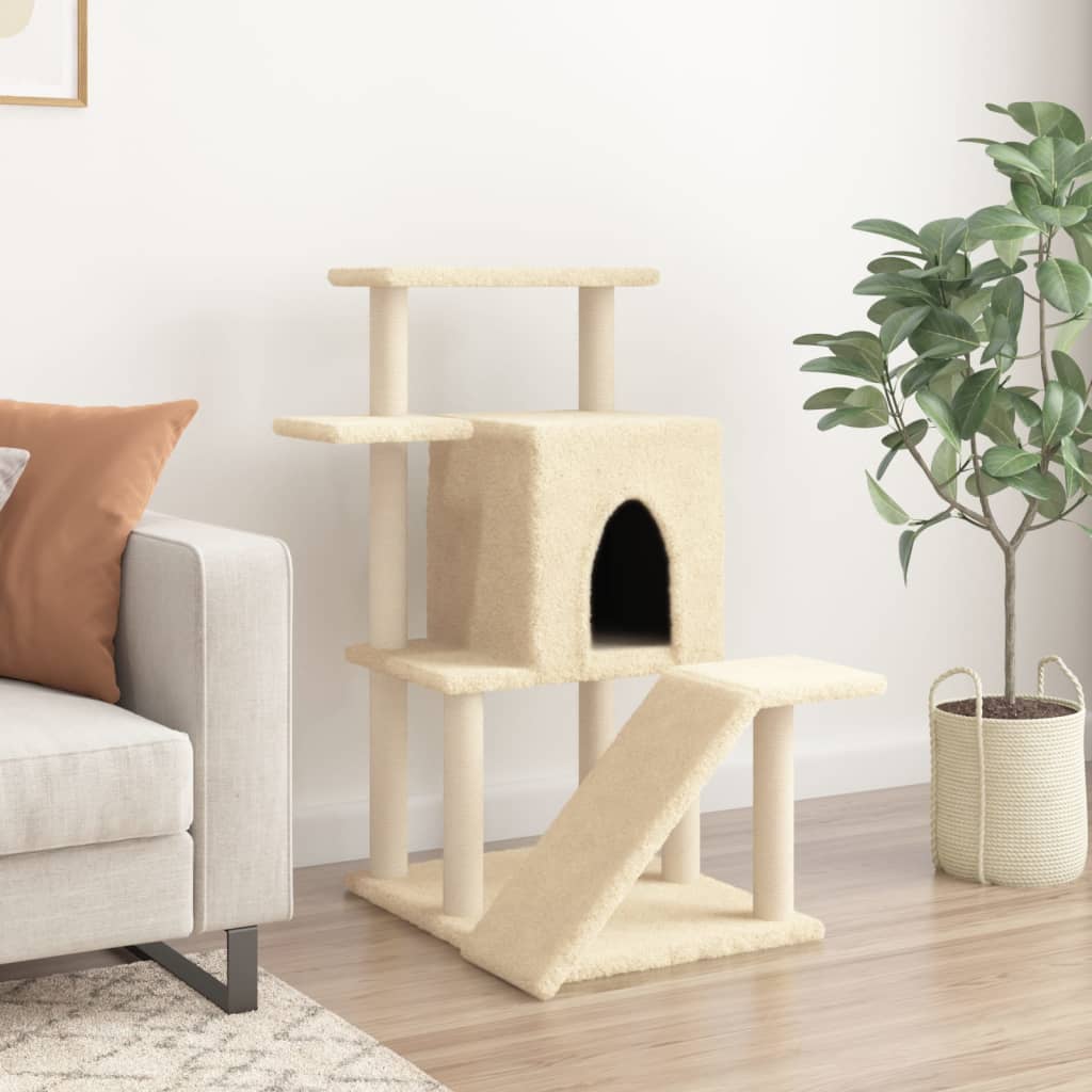 Cat furniture with sisal scratching posts 97 cm cream-colored