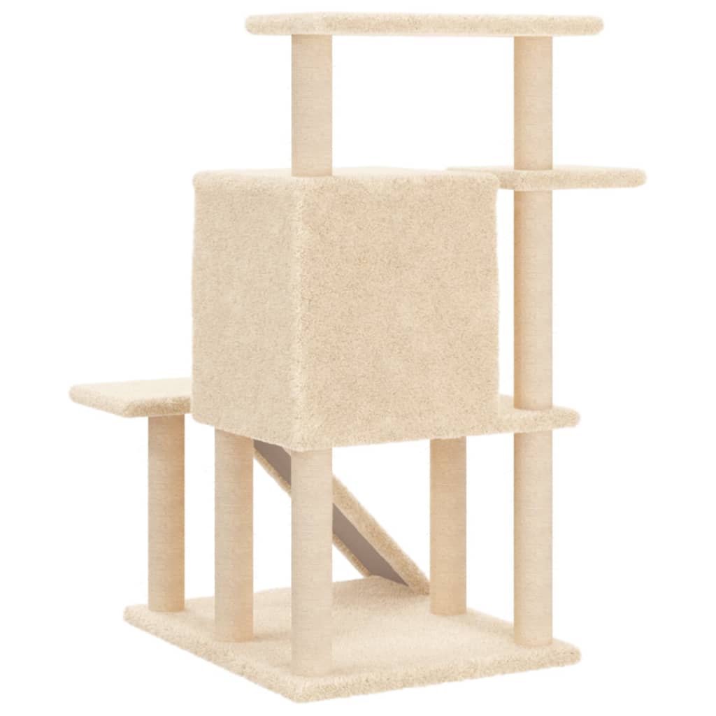 Cat furniture with sisal scratching posts 97 cm cream-colored