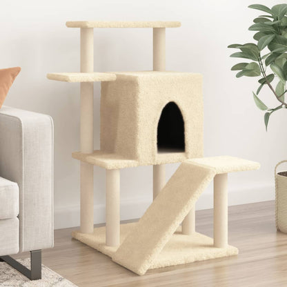 Cat furniture with sisal scratching posts 97 cm cream-colored