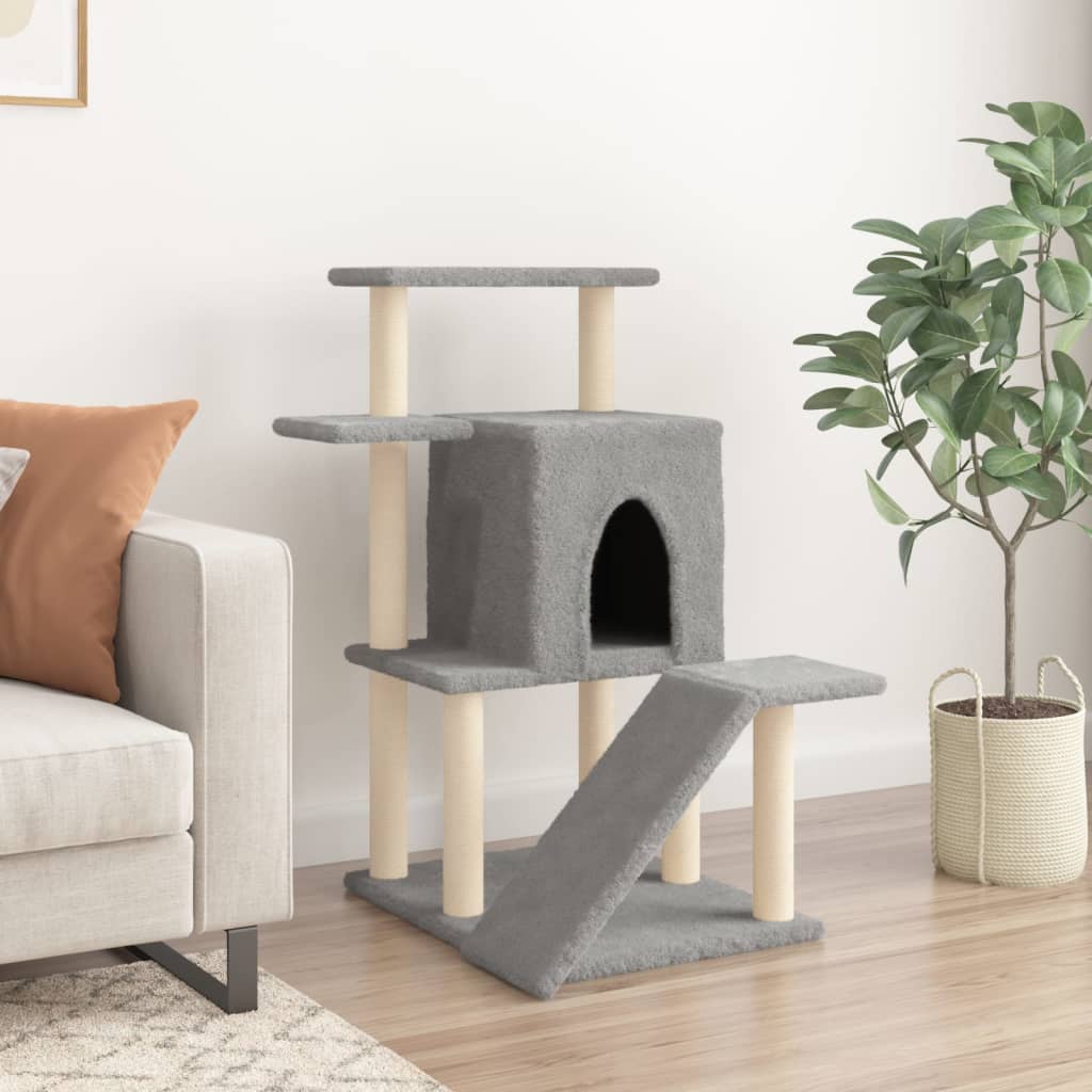 Cat furniture with sisal scratching posts 97 cm light gray