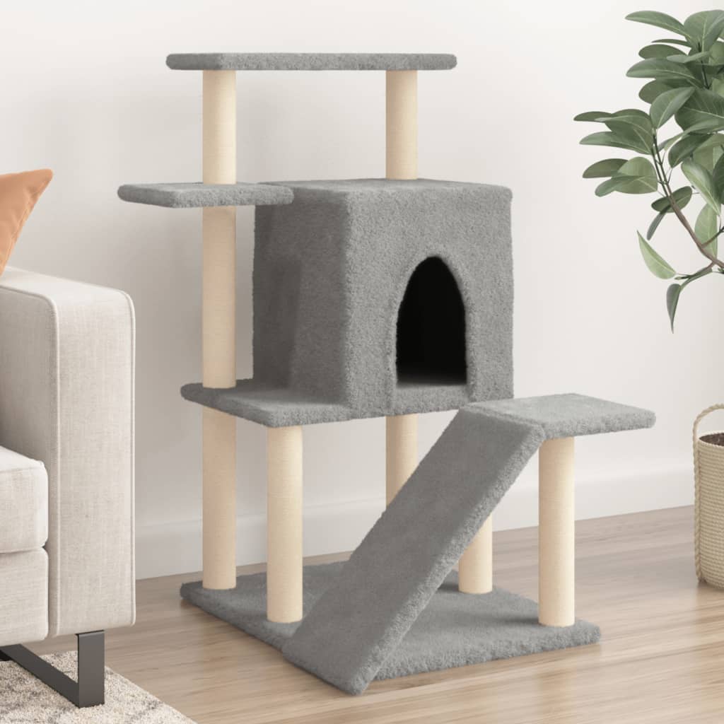 Cat furniture with sisal scratching posts 97 cm light gray
