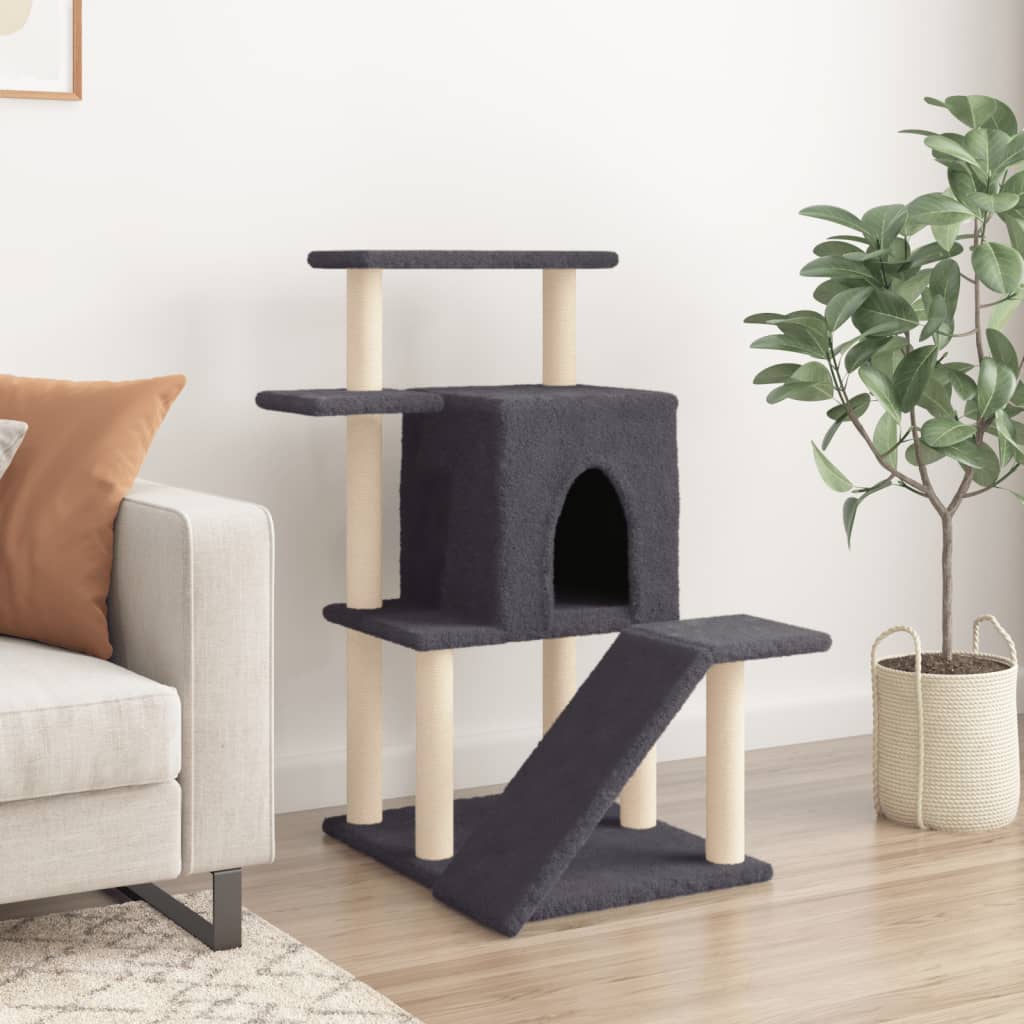 Cat furniture with sisal scratching posts 97 cm dark gray