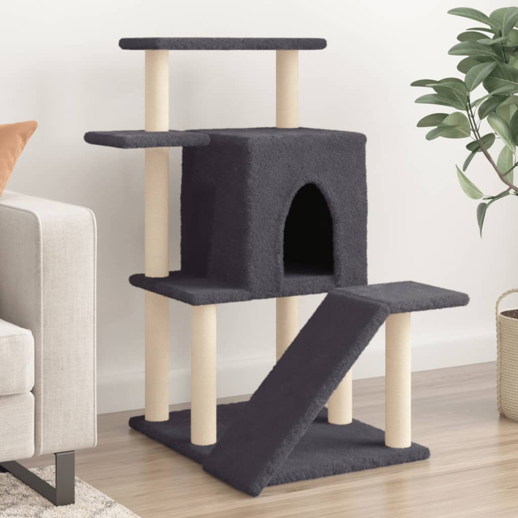 Cat furniture with sisal scratching posts 97 cm dark gray