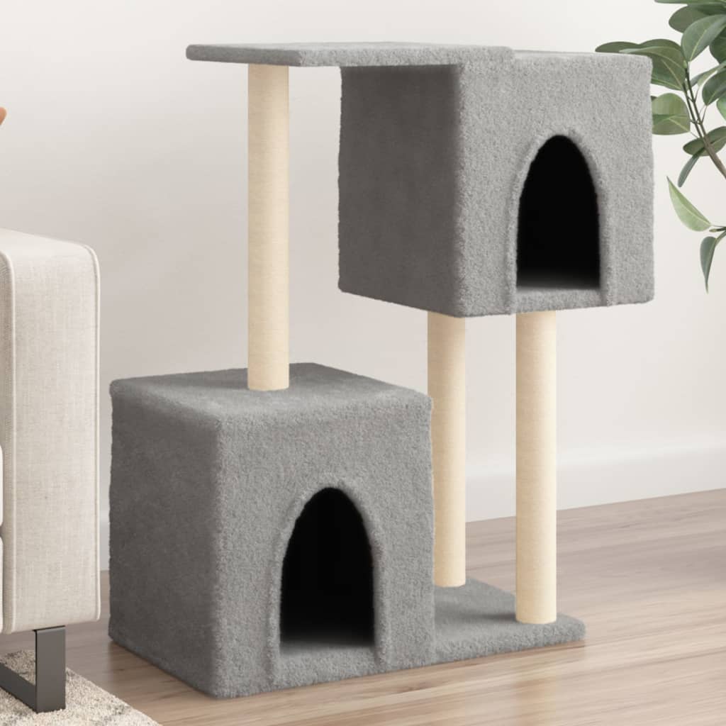 Cat furniture with sisal scratching posts 86 cm light gray
