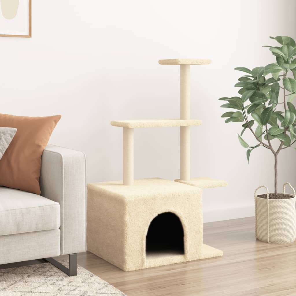 Cat furniture with sisal scratching posts 110 cm cream-colored