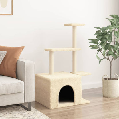 Cat furniture with sisal scratching posts 110 cm cream-colored
