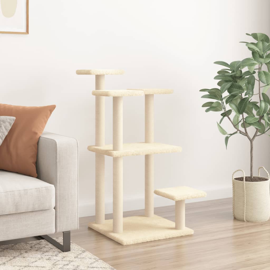Scratching post with platforms 98.5 cm cream-colored