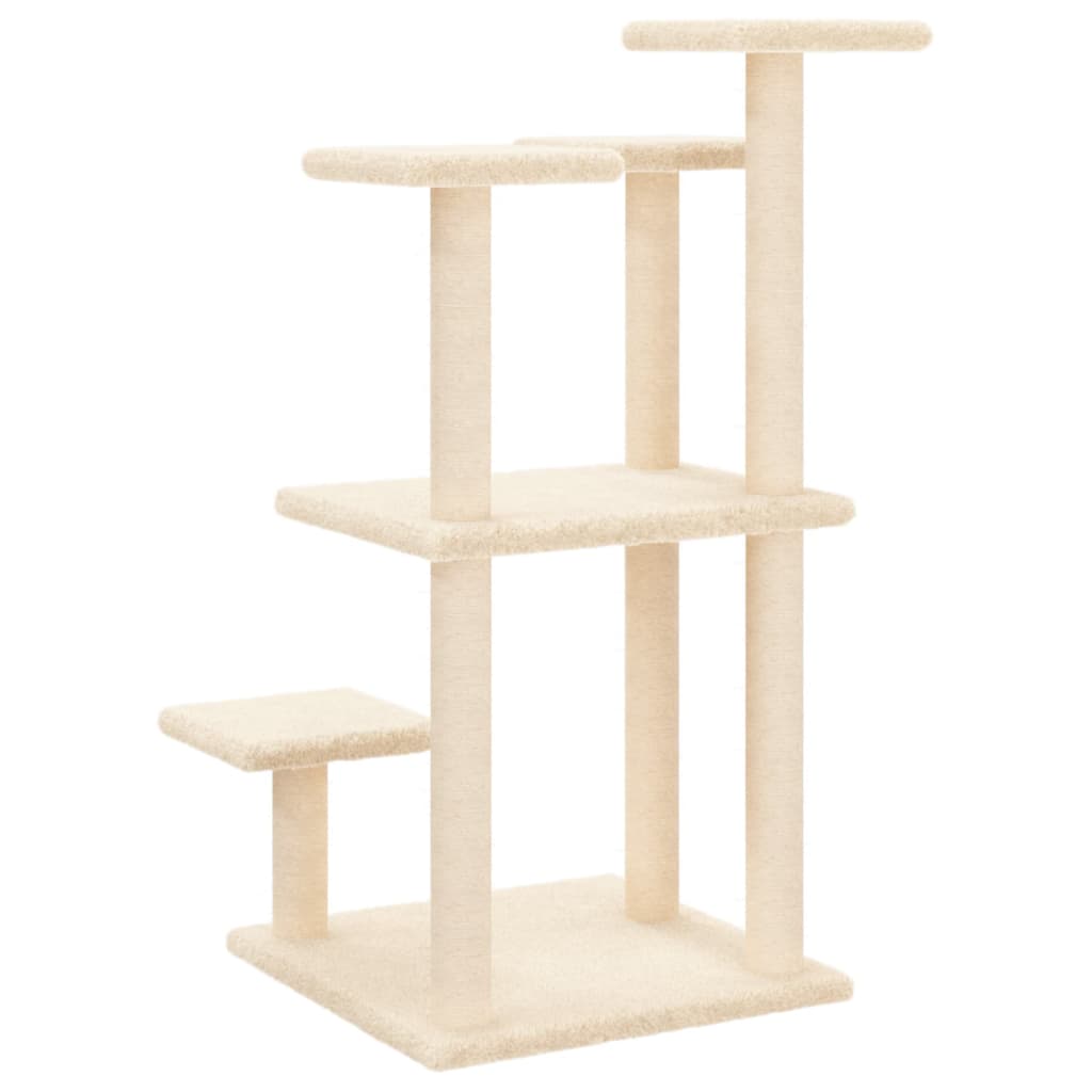 Scratching post with platforms 98.5 cm cream-colored