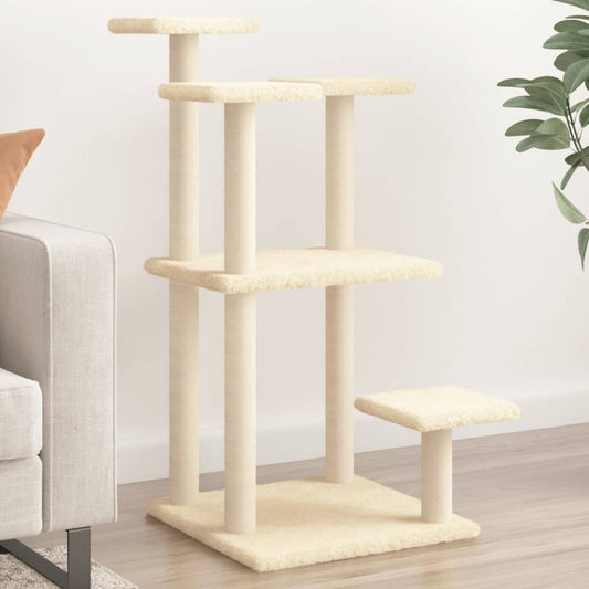 Scratching post with platforms 98.5 cm cream-colored