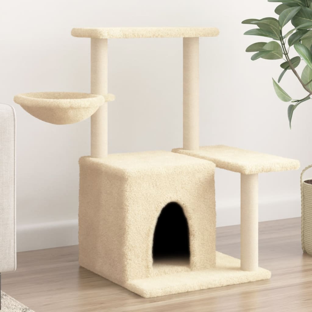 Cat furniture with sisal scratching posts 83 cm cream-colored