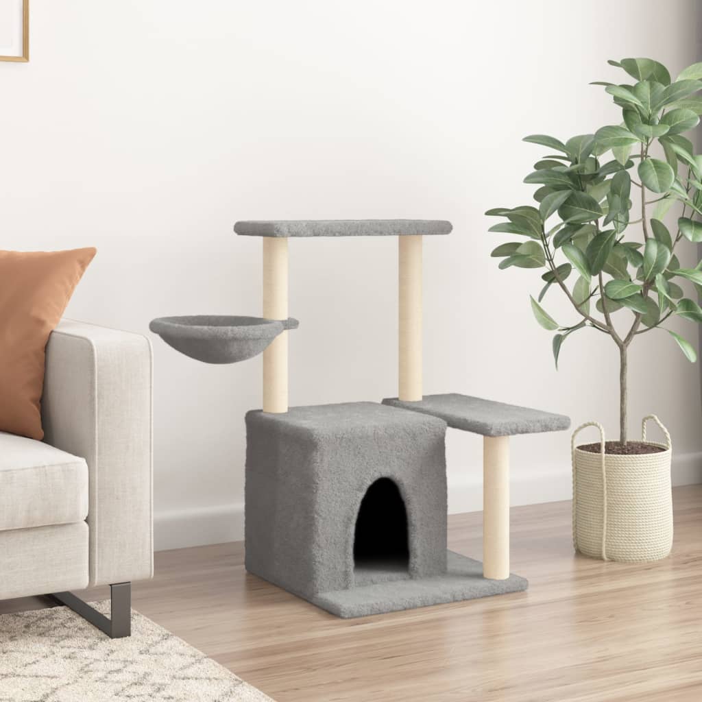 Cat furniture with sisal scratching posts 83 cm light gray