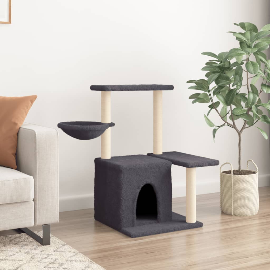 Cat furniture with sisal scratching posts 83 cm dark gray