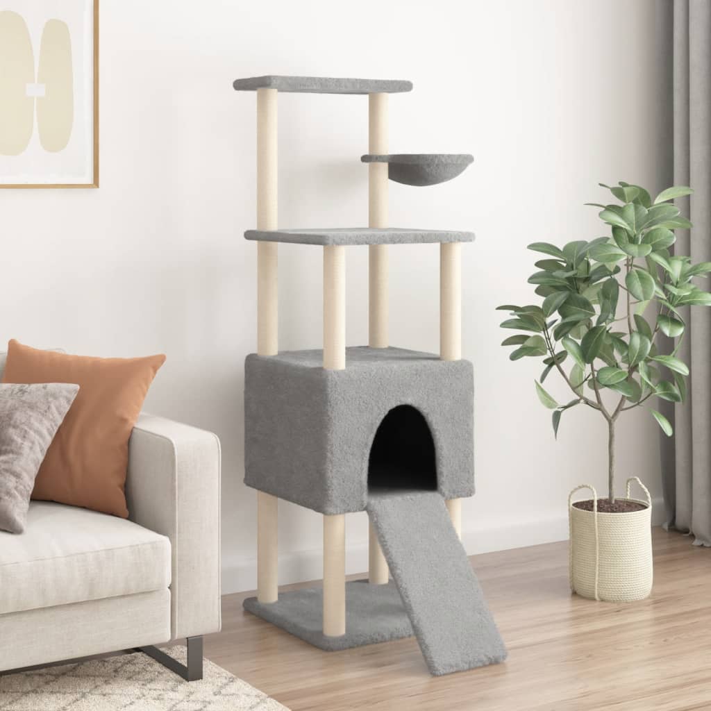 Cat furniture with sisal scratching posts 153 cm light gray