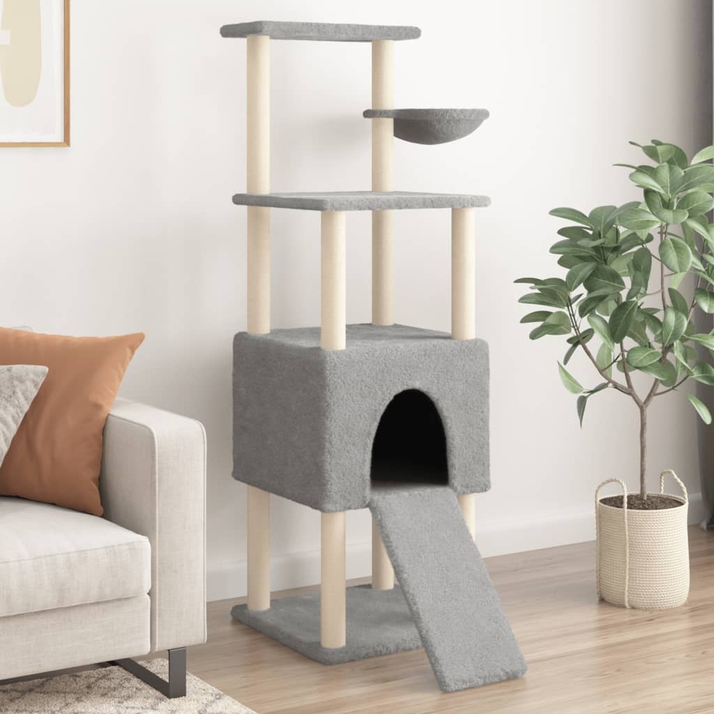 Cat furniture with sisal scratching posts 153 cm light gray