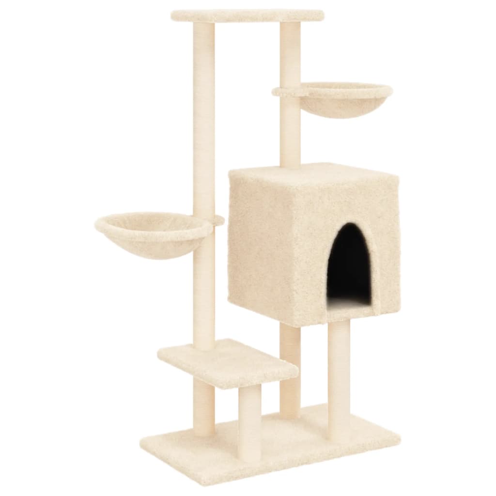 Cat furniture with sisal scratching posts 117 cm cream-colored