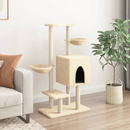 Cat furniture with sisal scratching posts 117 cm cream-colored