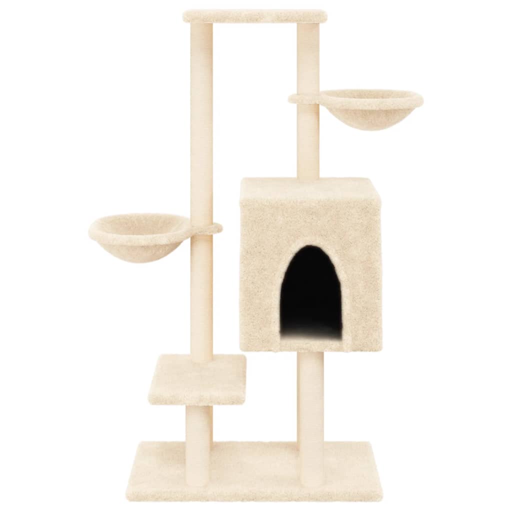 Cat furniture with sisal scratching posts 117 cm cream-colored