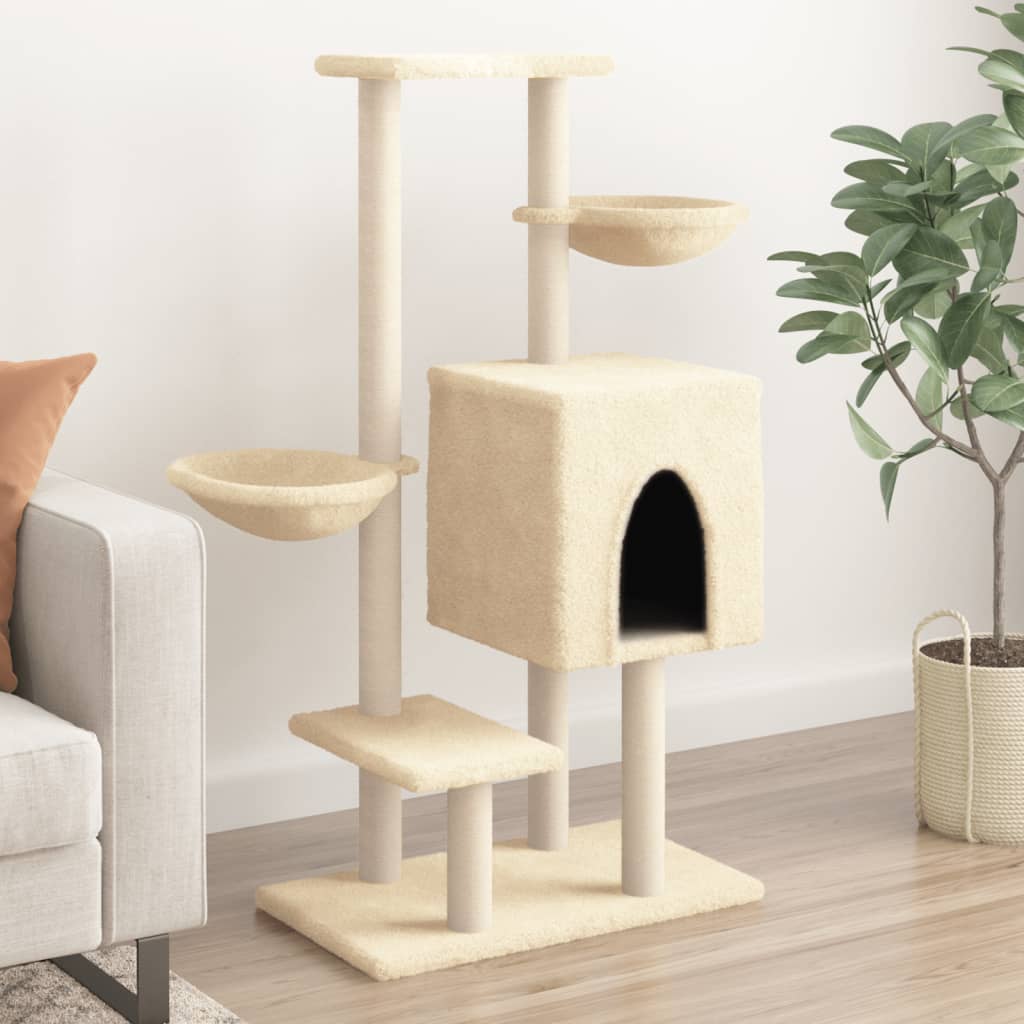 Cat furniture with sisal scratching posts 117 cm cream-colored
