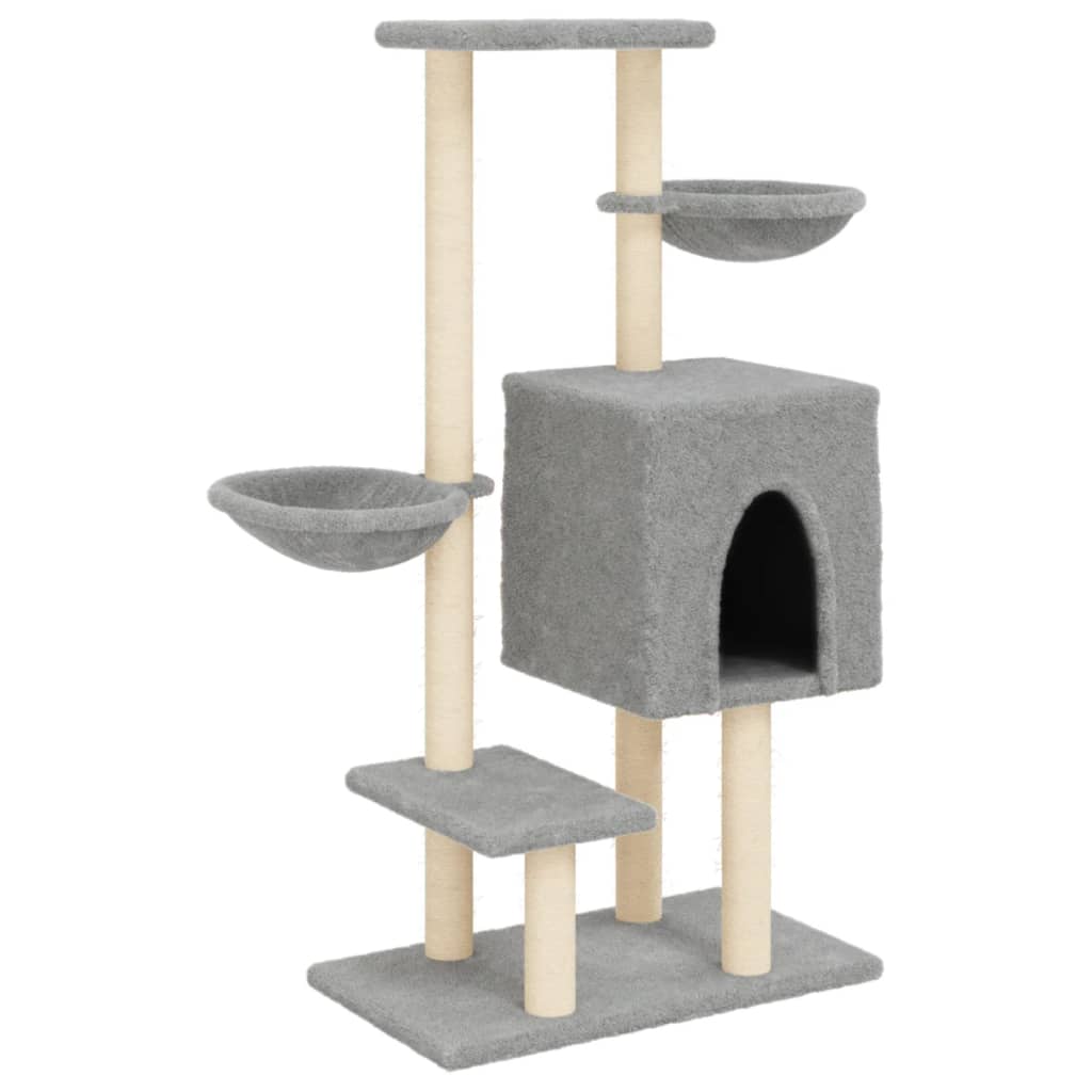 Cat furniture with sisal scratching posts 117 cm light gray