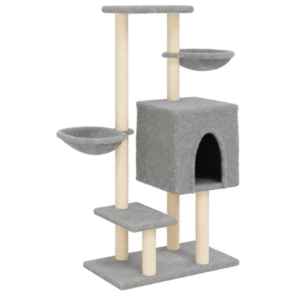 Cat furniture with sisal scratching posts 117 cm light gray