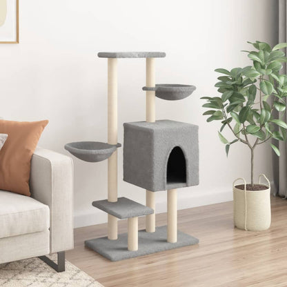 Cat furniture with sisal scratching posts 117 cm light gray
