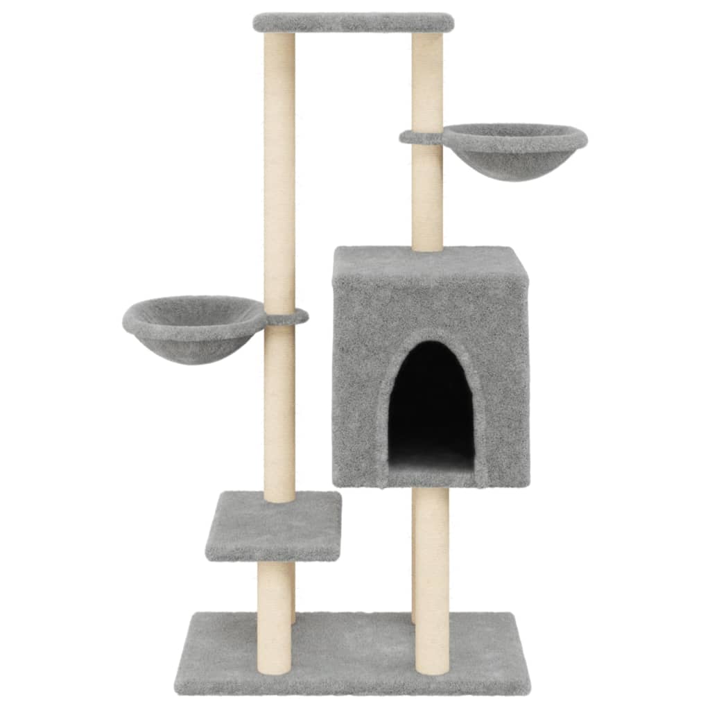 Cat furniture with sisal scratching posts 117 cm light gray