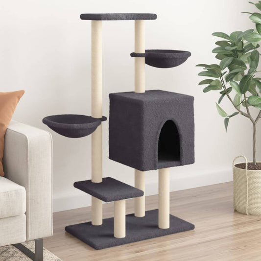 Cat furniture with sisal scratching posts 117 cm dark gray