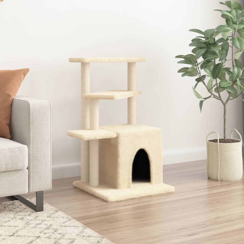 Cat furniture with sisal scratching posts 83.5 cm cream-colored