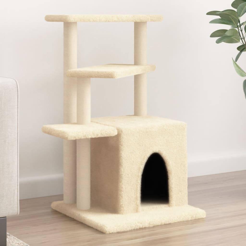 Cat furniture with sisal scratching posts 83.5 cm cream-colored