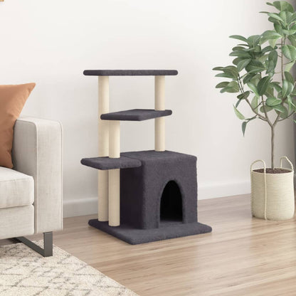 Cat furniture with sisal scratching posts 83.5 cm dark gray